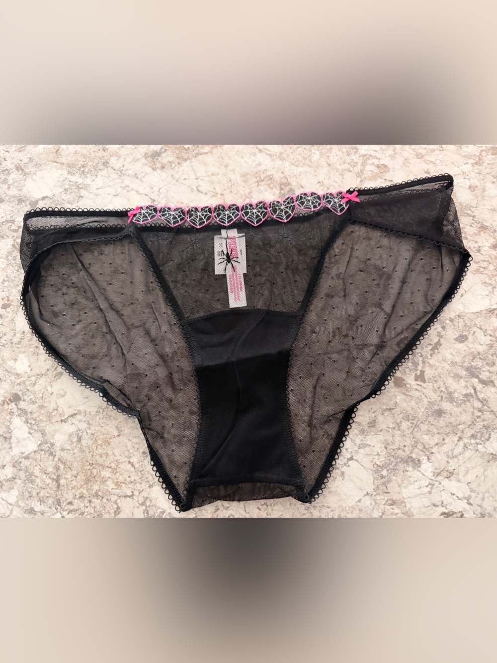 Victoria’s Secret Pink Wink Cheeky Panty  Halloween Spider Web Large